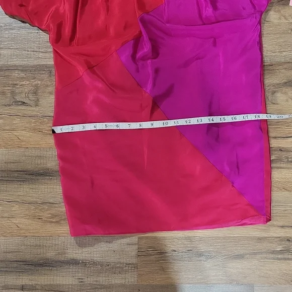 PHOEBE COUTURE 100% Silk Hot Pink & Purple Colorblock Shift Dress - Picture 10 of 14